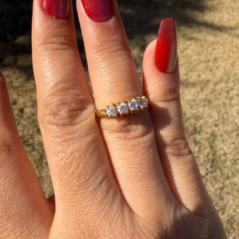 Gold Plated Clear Stone Ring